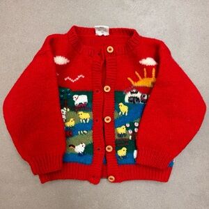 Vintage St. Peter Trachten Austrian Wool Cardigan | Children’s Farm Scene Knit
